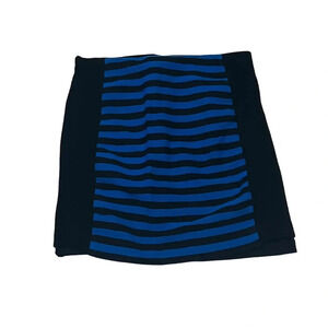 Ann Taylor Blue Black Striped Mini Skirt Size 2 Petite